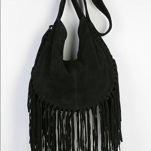 Score Fringe Suede hobo bag
